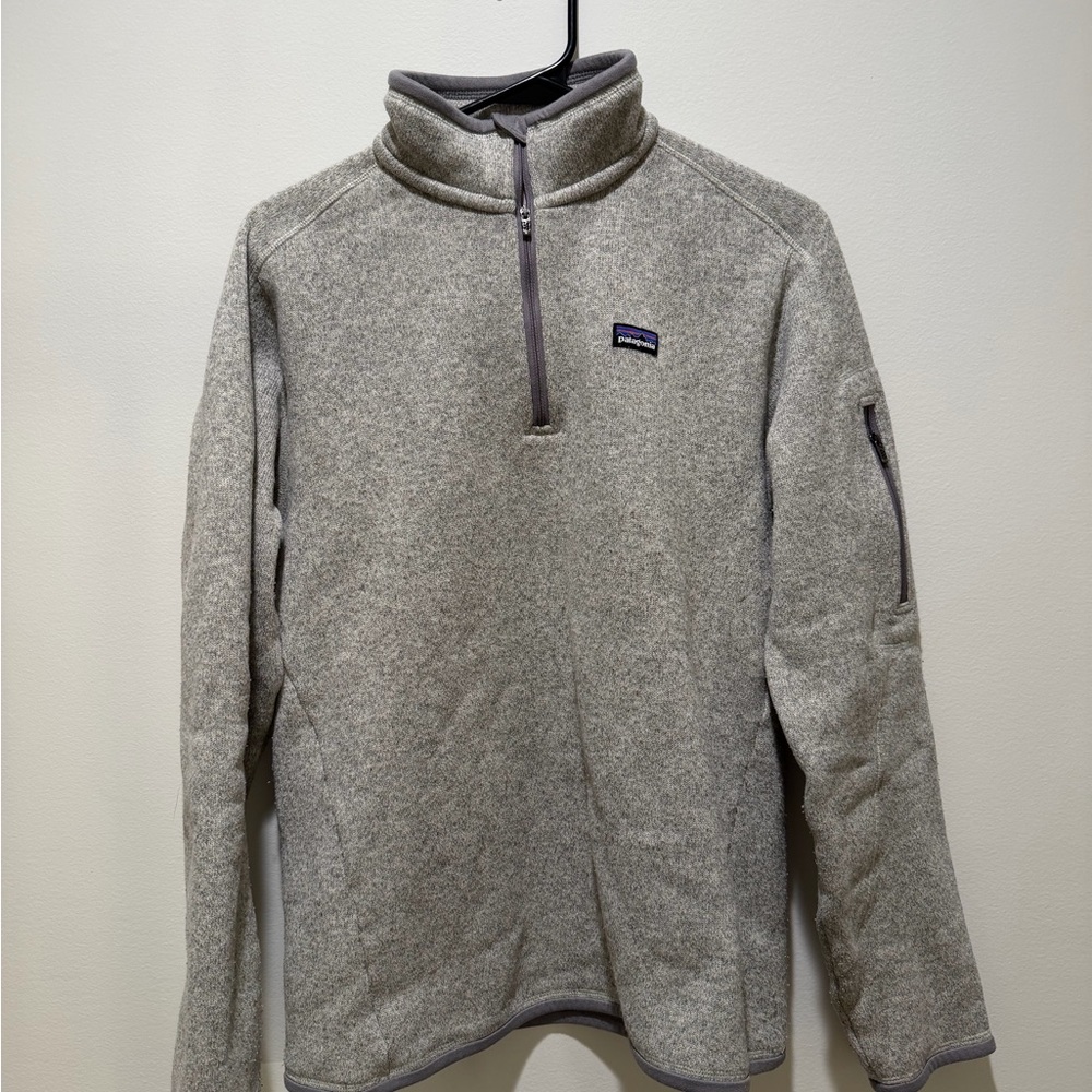 Patagonia Light Gray Fleece Quarter-Zip Pullover size Large